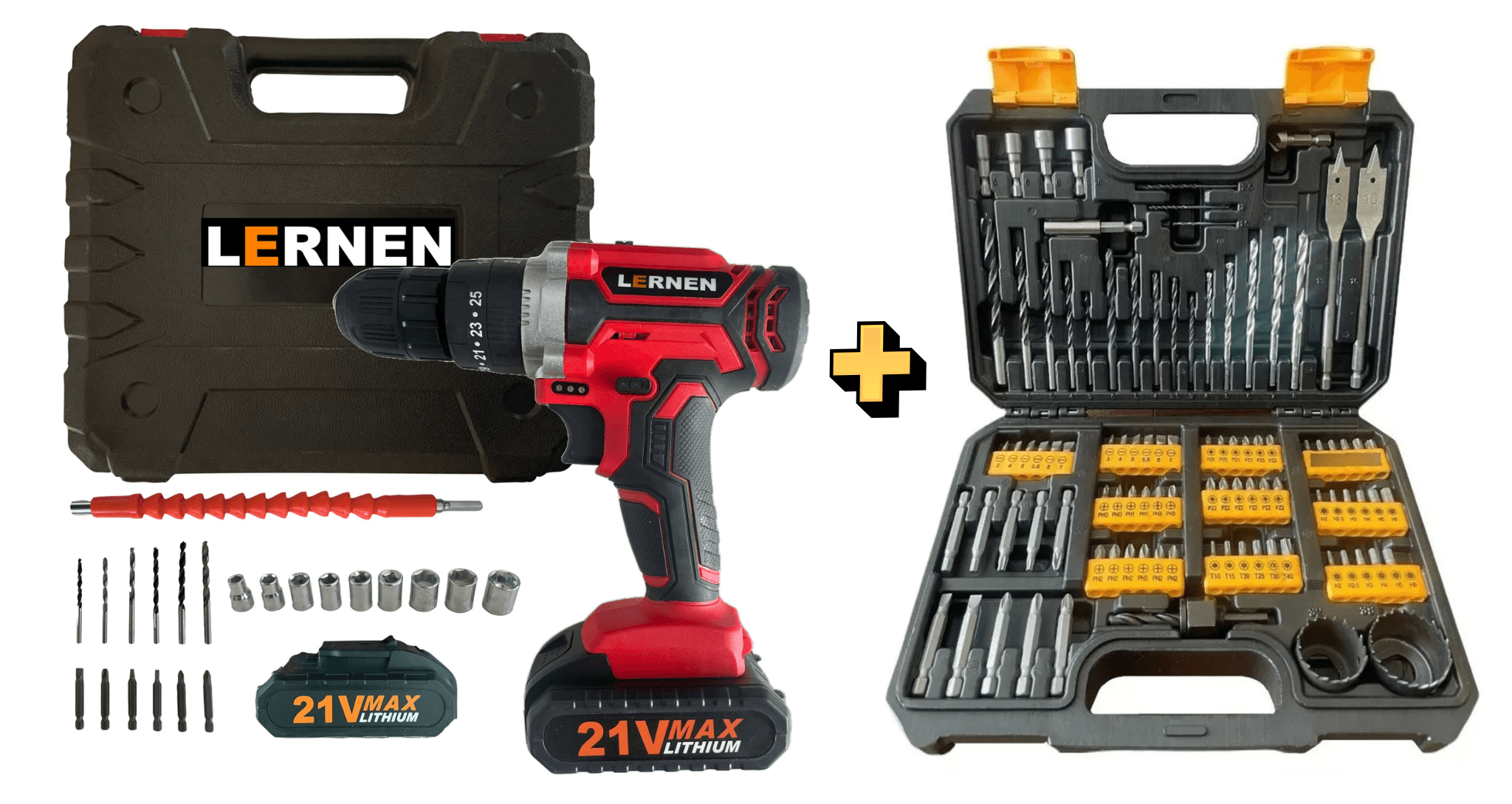 Pack Taladro Inalámbrico Percutor 2 Baterías + Set De 99 Brocas a $49.990