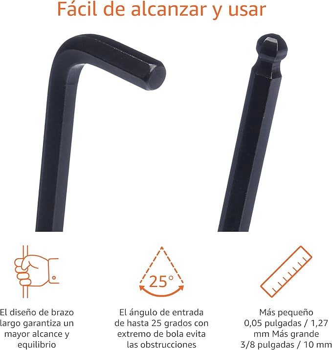 Juego Llaves Hexagonales 30 Pzs Metrico / Pulgadas Hoteche Color Naranja claro