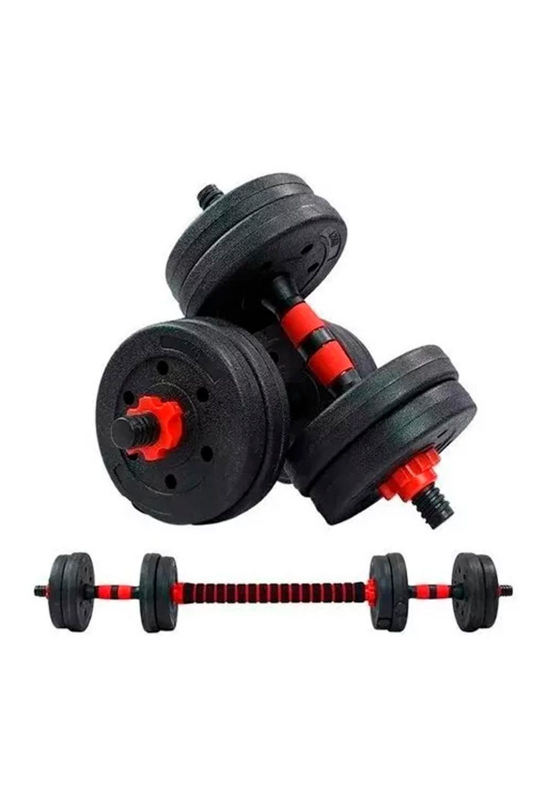 Set De Mancuernas 15 Kg Barra Armable Ajustable