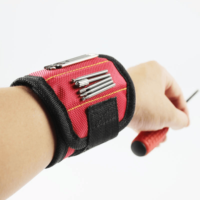 Pulsera Muñequera Magnética Herramienta Clavos Rojo