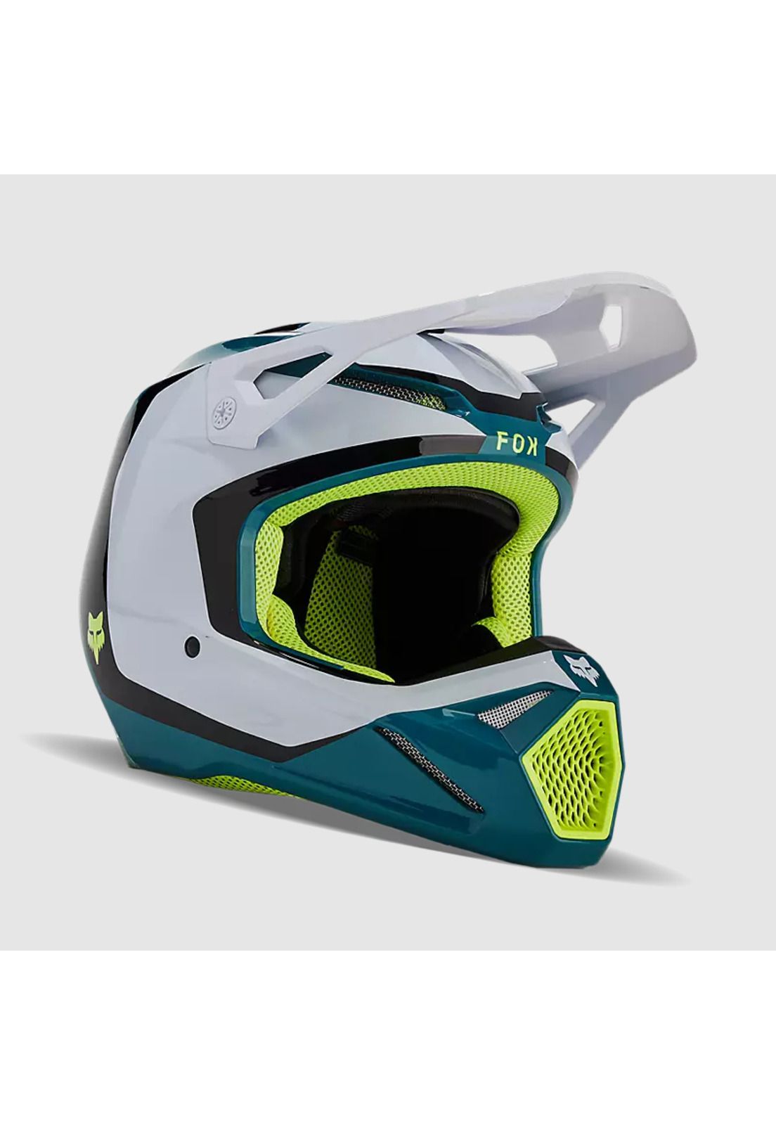 Casco Moto V1 Nitro Azul Petroleo Fox