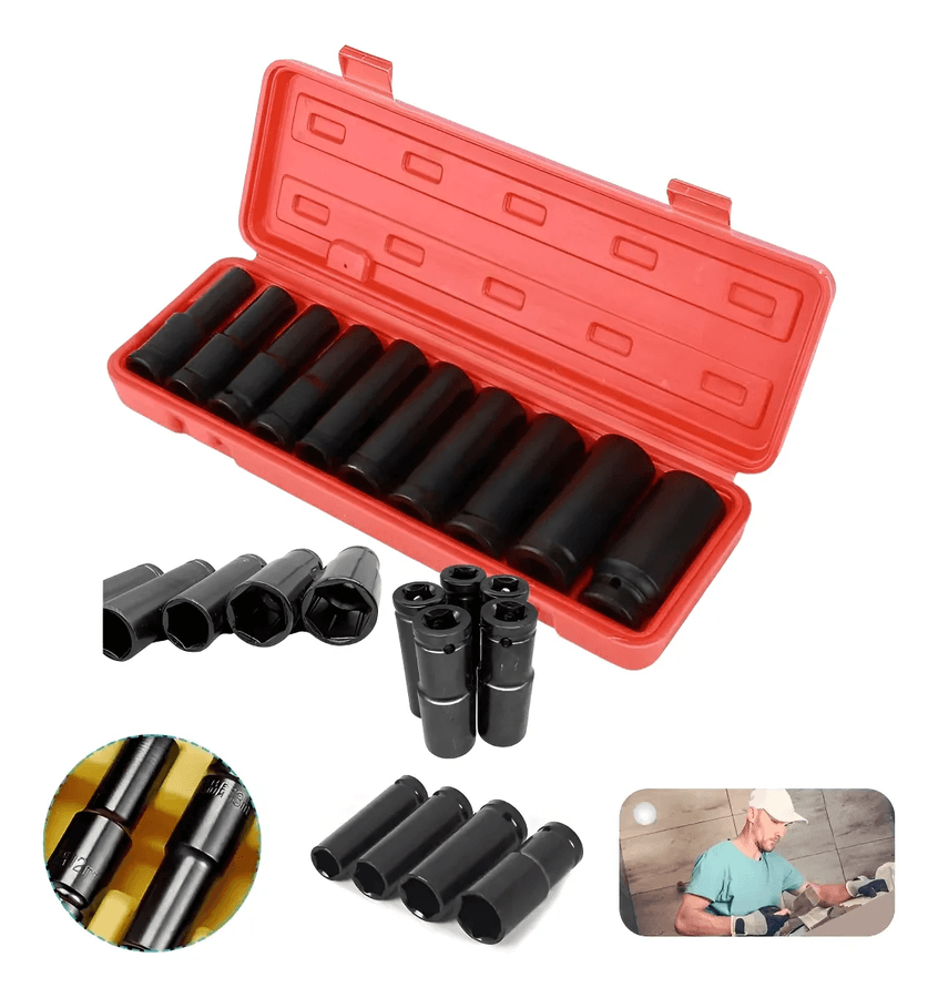 Juego Dados Impacto Largo 1/2 10 Pcs Uso Manual O Neumatico