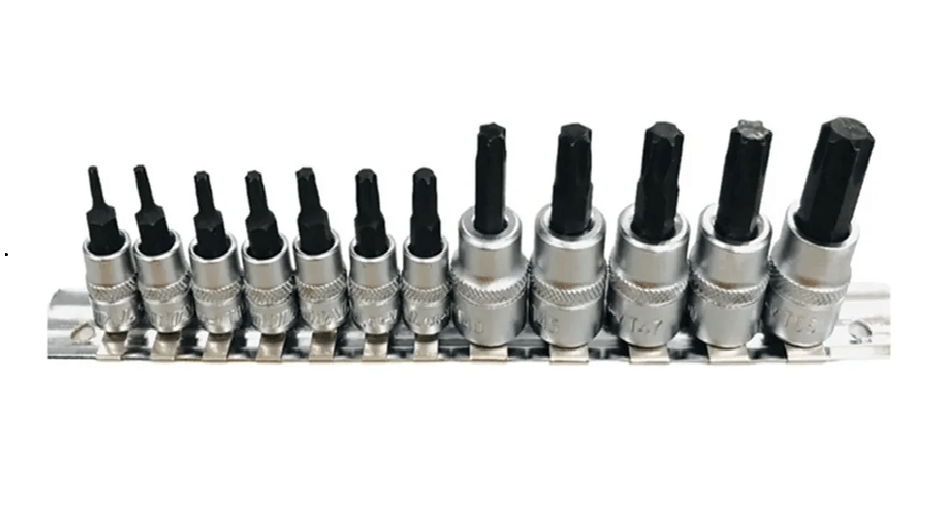 Kit Juego De Dados De Punta Torx 1/4 Y 3/8 12 Piezas Total Color Turquesa