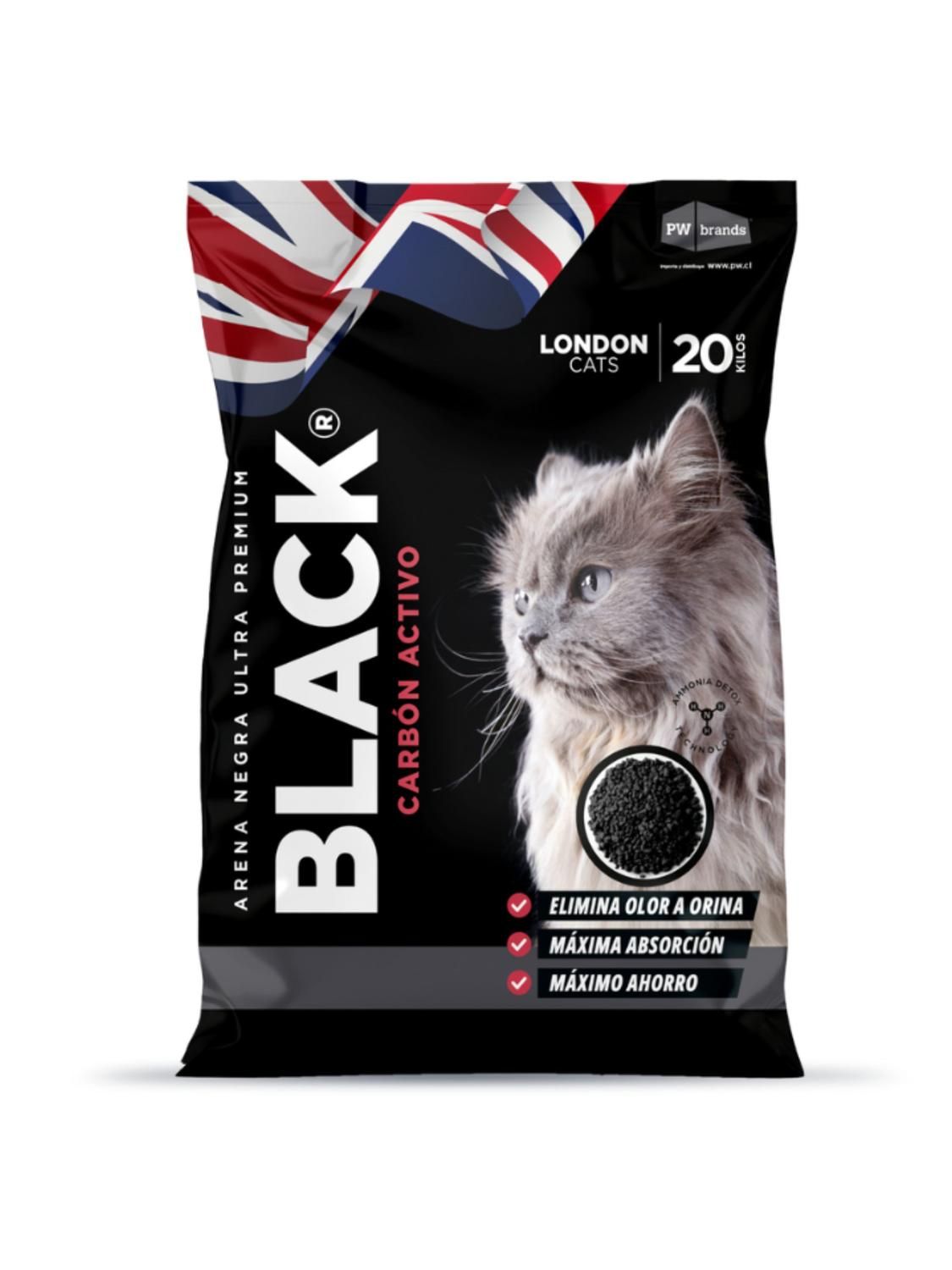 Arena London Cats Black 20 kg Bentonita con Carbón