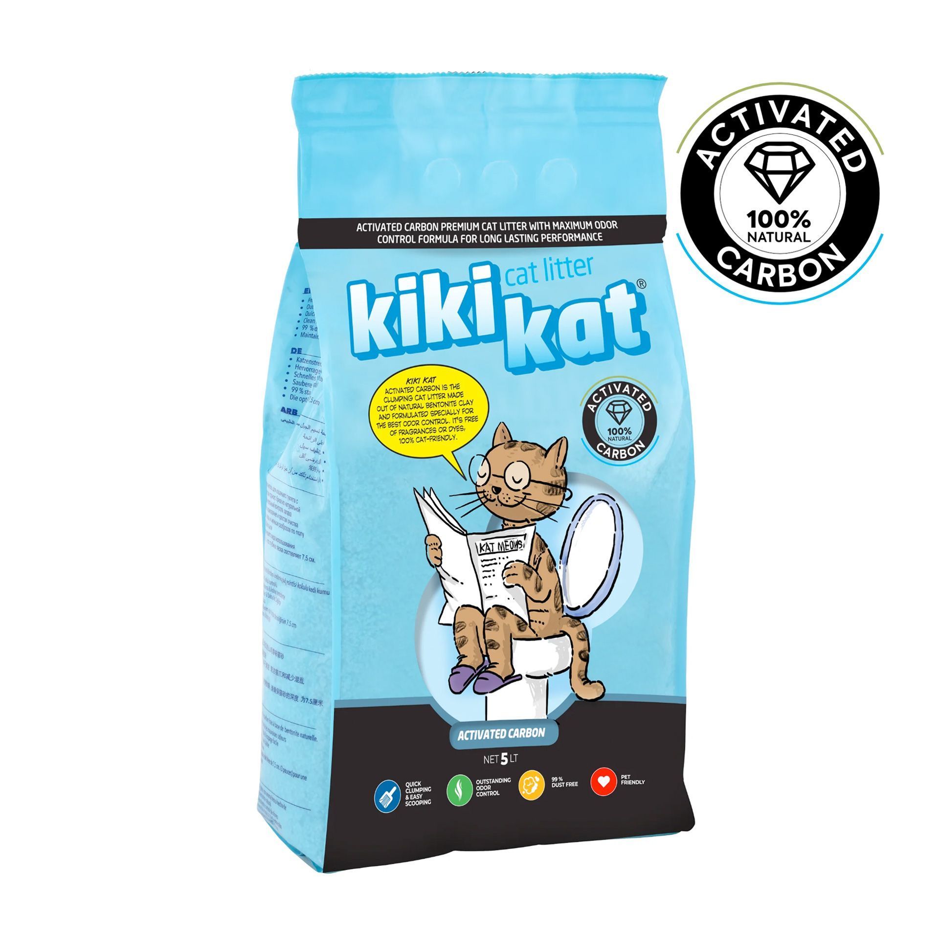 Arena aglomerante KikiKat 17,4 kg Carbón activado