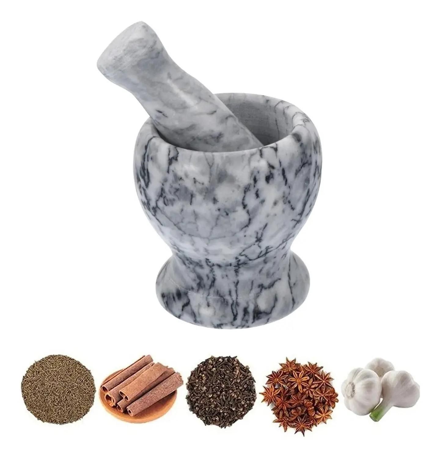 Mortero De Cocina Mortero Mármol De Mármol Blanco Negro Blanco/gris