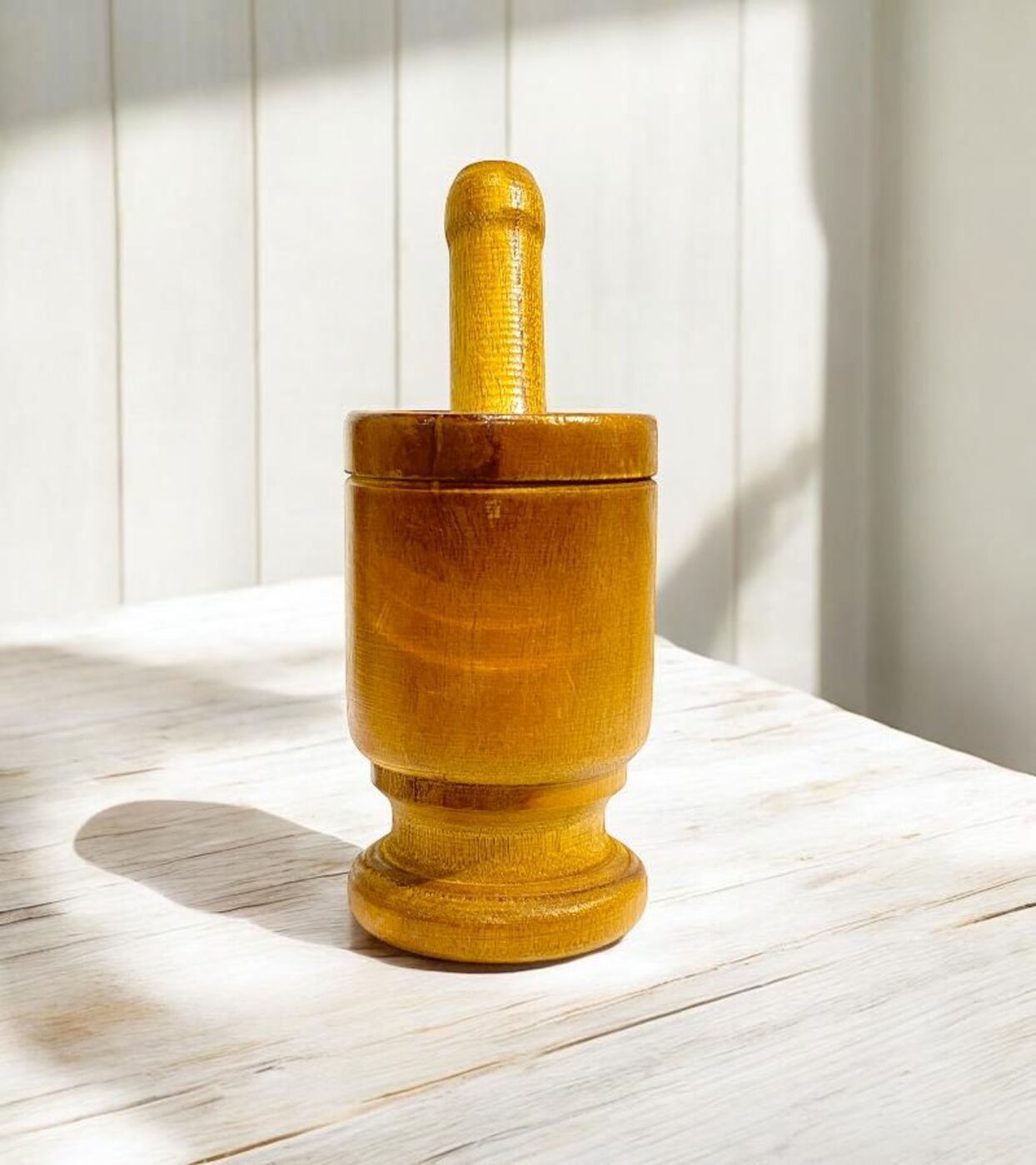Mortero De Madera Para Hierbas Y Ajos De La Cocina
