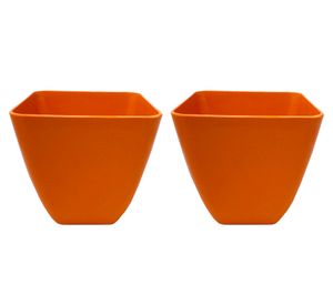 Set 2 maceteros Biodegradable Bamboo cuadrado naranjo