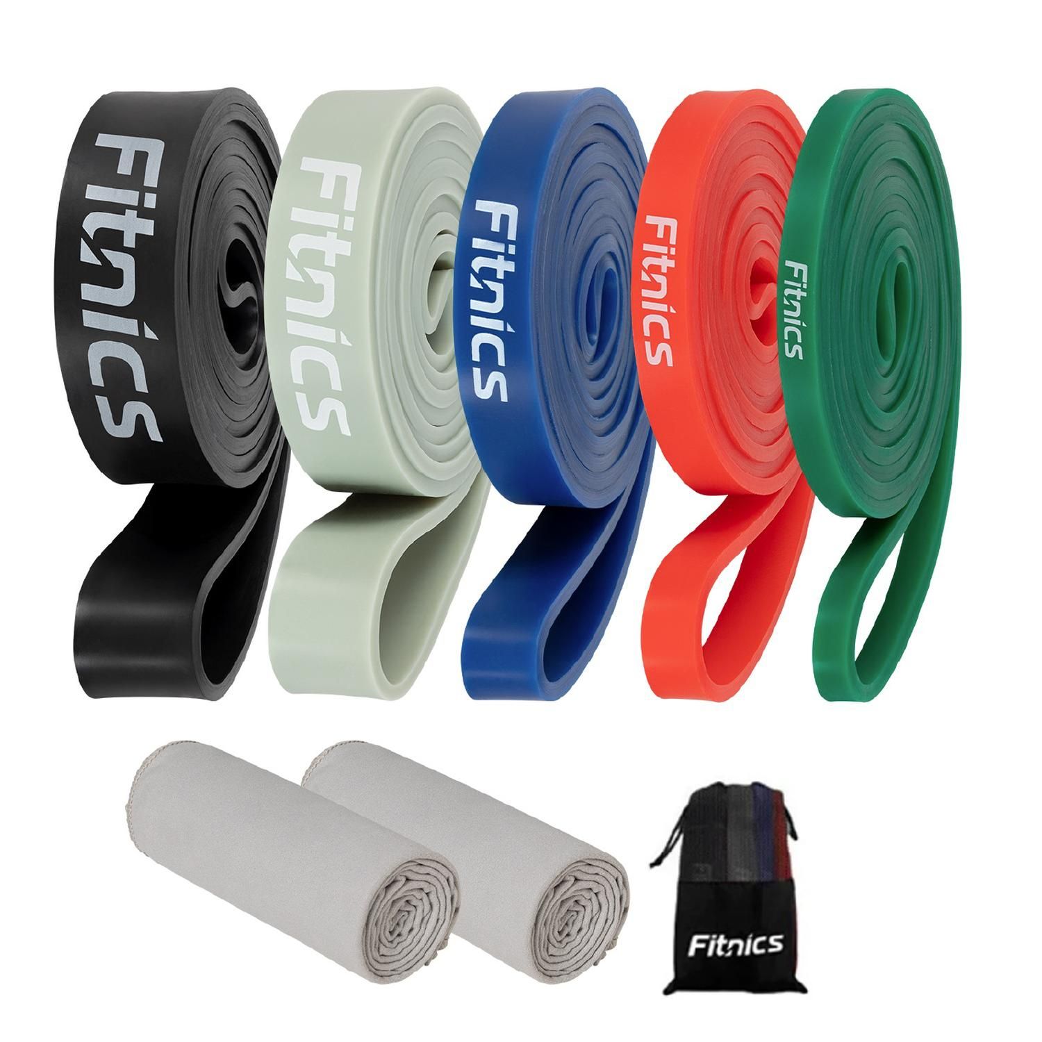 Bandas Elasticas Resistencia Fitnics Set + Toalla Microfibra a $16.990