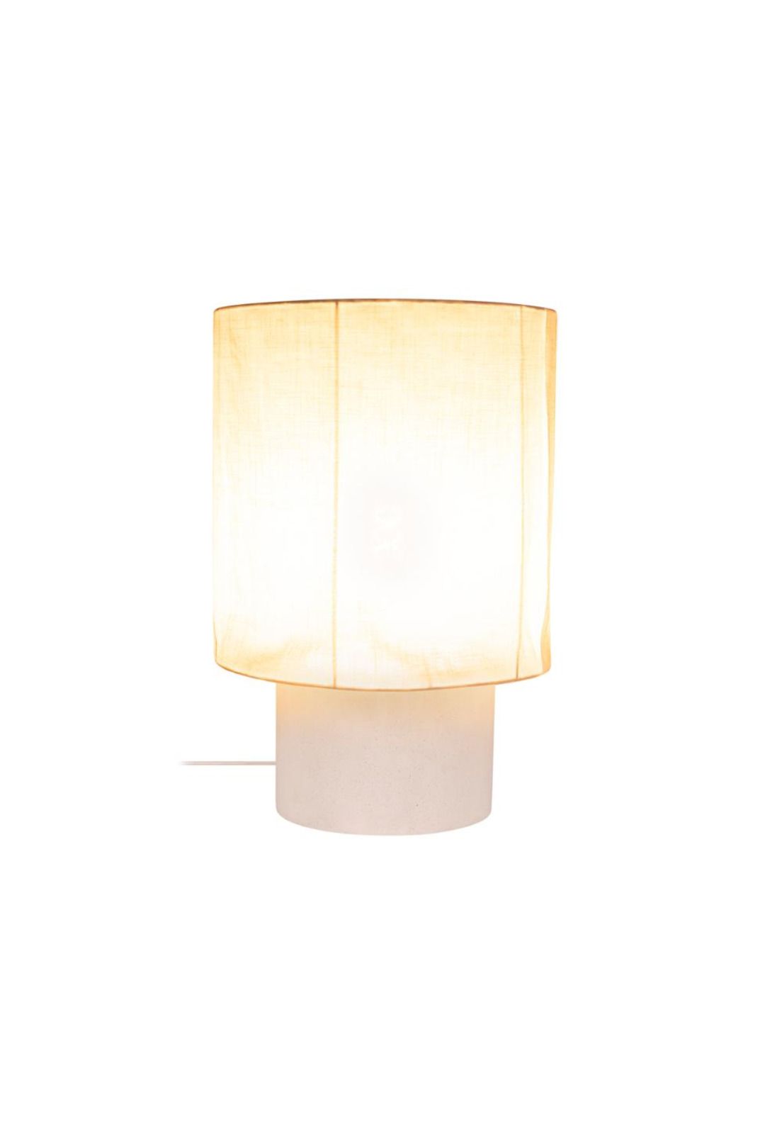 LAMPARA DE MESA TISSAJA BASE CEMENTO LINO BLANCO Ø35x50CM
