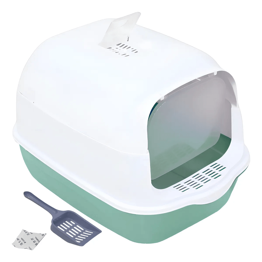 Arenero Para Gato Caja De Arena Con Tapa Y Puerta Abatible C Verde Claro