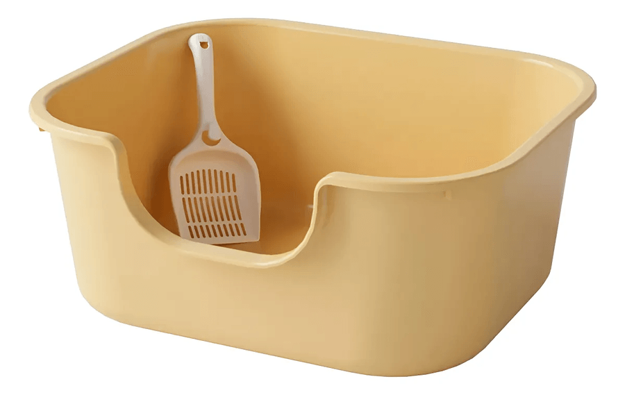Baño Sanitario Anti-hongo Xl Previene Derrame De Arena Gato Amarillo