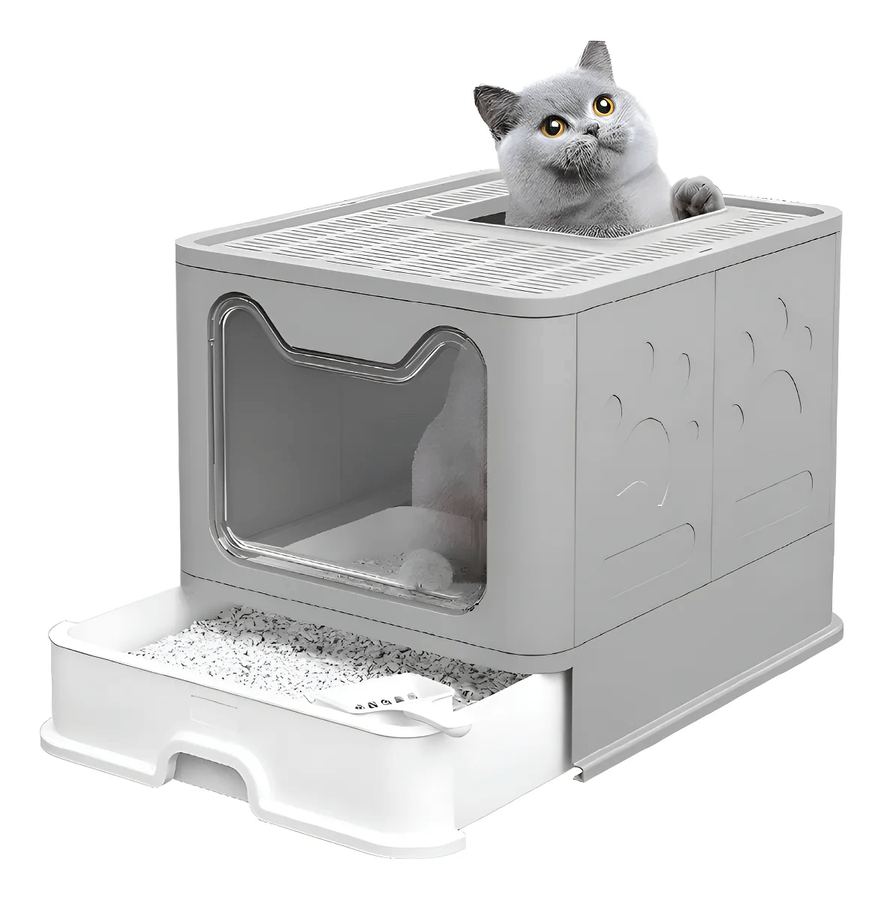 Arenero Cerrado Roro Caja De Arena Para Gatos Arenero Cuadrado Baño Sanitario Gato Roro Color Gris