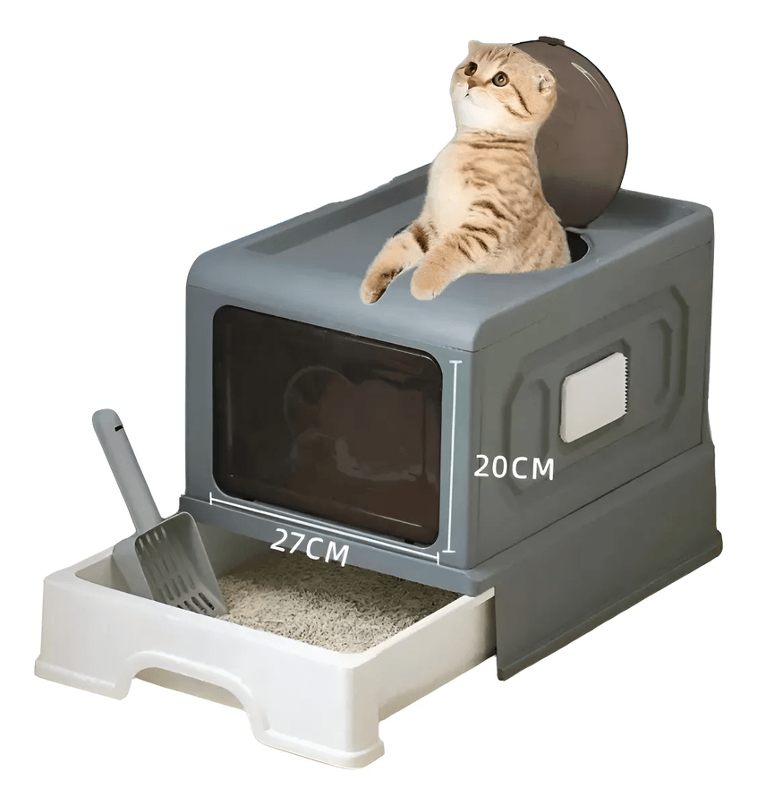 Baño De Gatos Xl Bandeja Sanitaria Extraible Arenero Grande Gris Claro