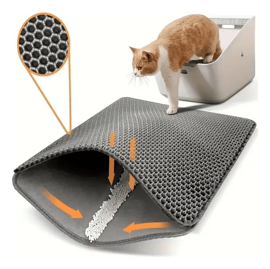 Alfombra Doble Para Arenero Gatos Talla L 75*55cm Gris
