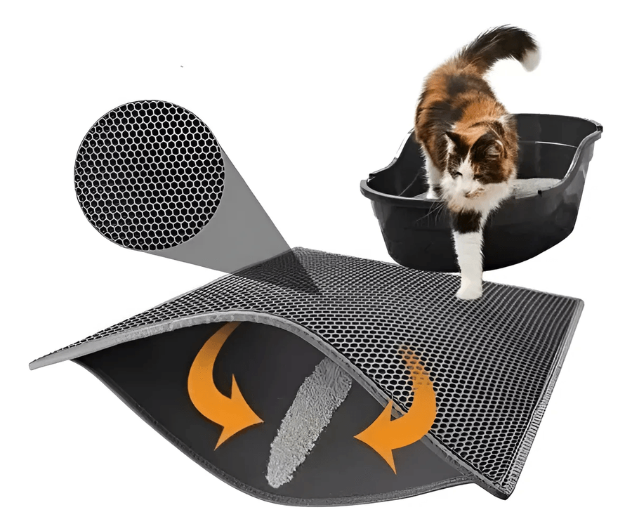 Alfombra Atrapa Arena Para Gatos Salida Arenero Mascota Xl Negro