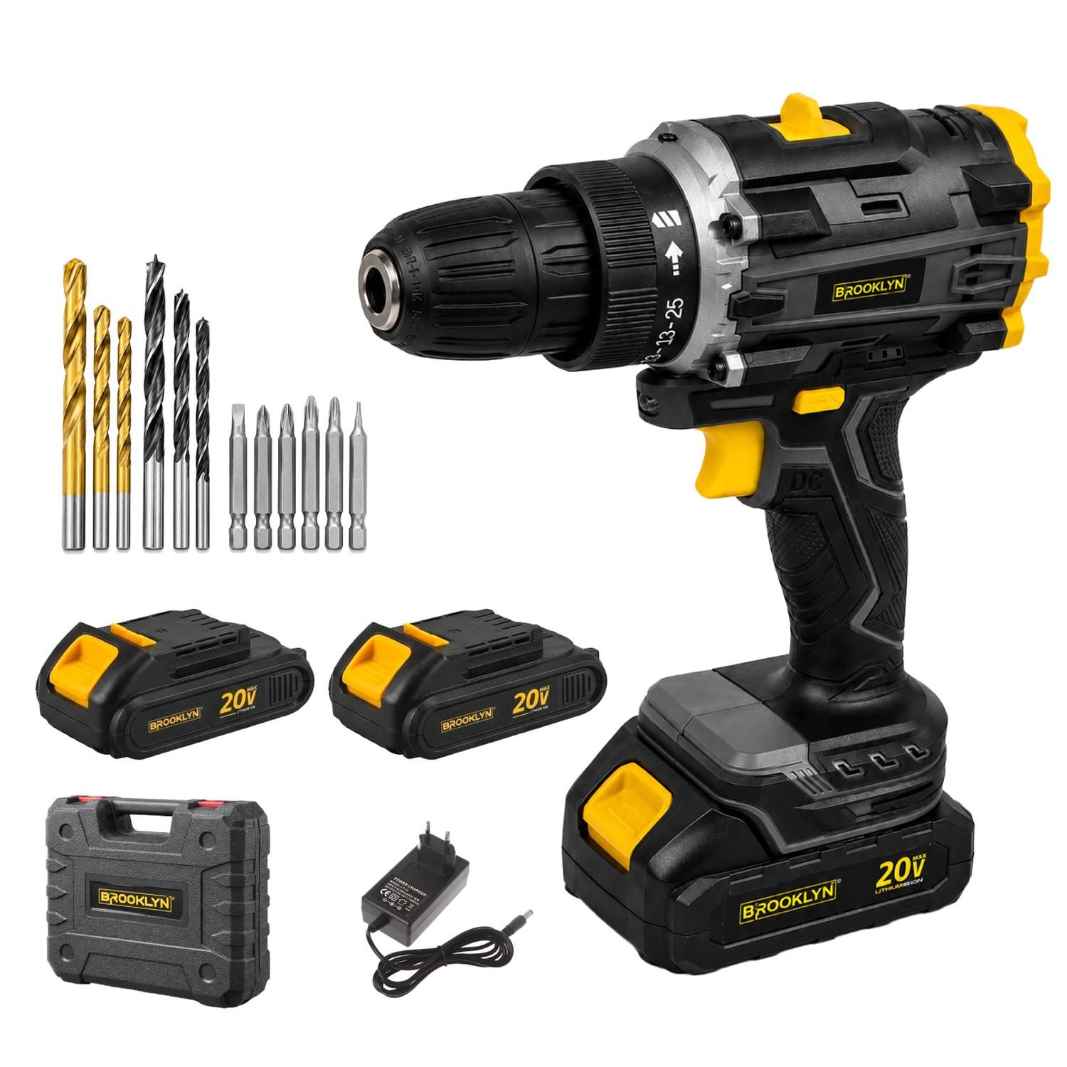 Taladro Destornillador Percutor Inalambrico Brooklyn 20v + 2 Baterías Atornillador 2 Atornillador a $34.990