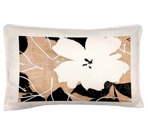 Cojín 50x30 cm Flores arena crudo