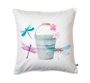 Cojín 45x45 cm Libélula balde blanco