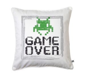 Cojín 45x45 cm Gamer verde blanco