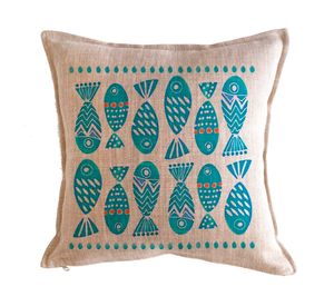 Cojín 45x45 cm Marino peces turquesa arena