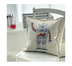 Cojín decorativo Robot linet crudo 45x45 cm