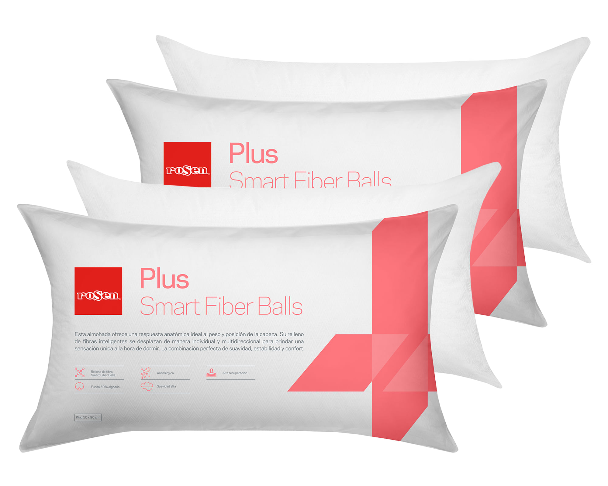 Rosen Set 4 almohadas 50x90 cm Plus blanco