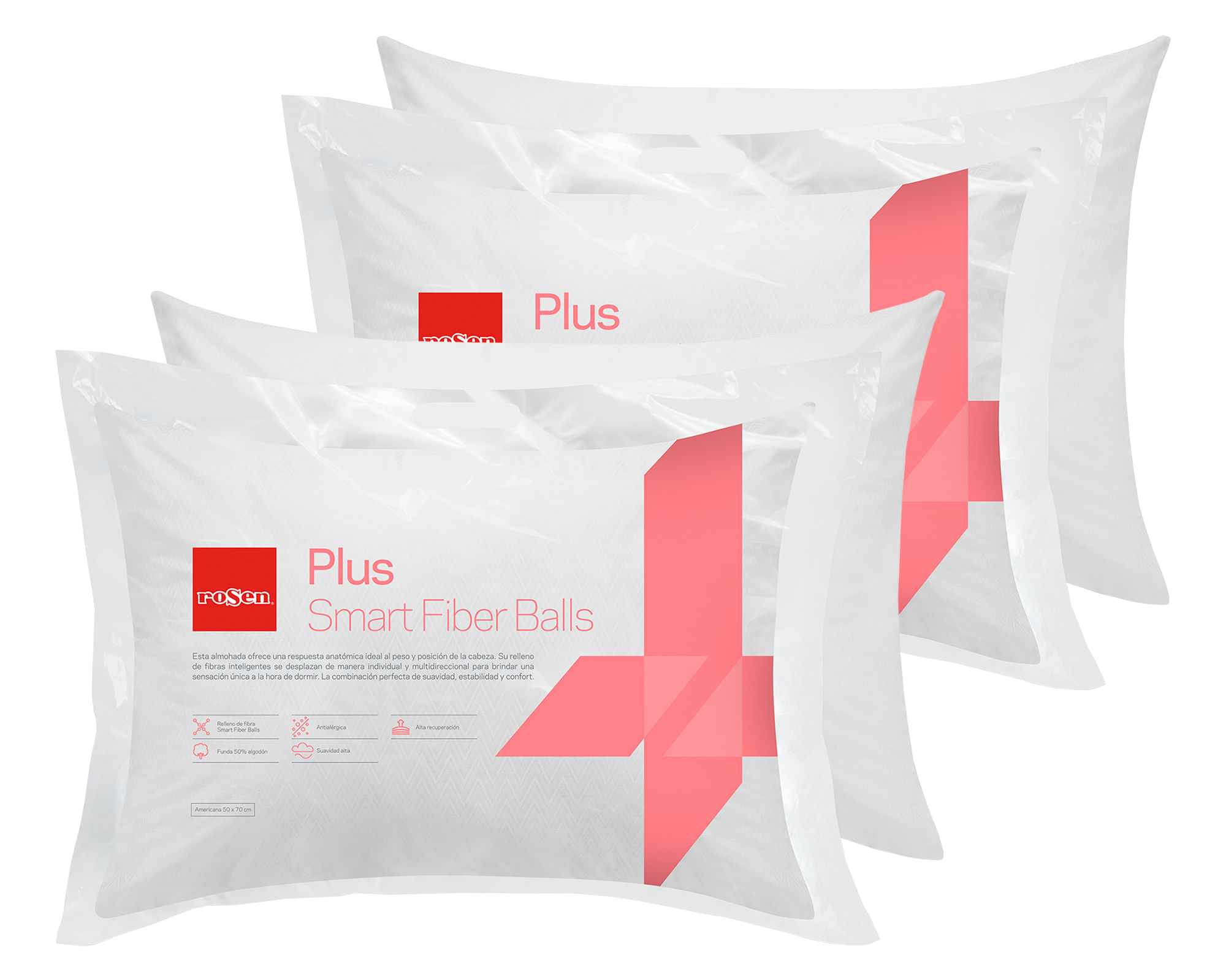 Rosen Set 4 almohadas 50x70 cm Plus blanco