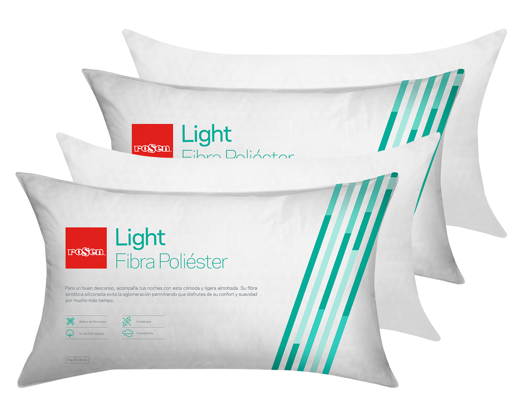 Rosen Set 4 almohadas 50x90 cm Light blanco