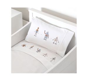 Juego de sábanas cuna 200H Robot blanco