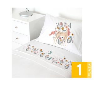 Juego de sábanas 1 plaza 200H Unicornio blanco