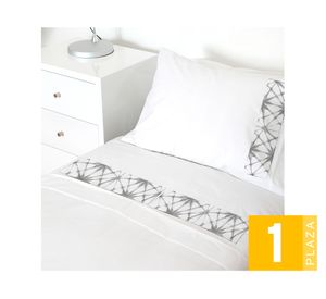 Juego de sábanas 1 plaza 200H Shibori gris/blanco