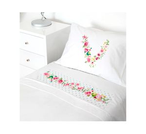 Juego de sábanas transición 200H Letra vintage V blanco