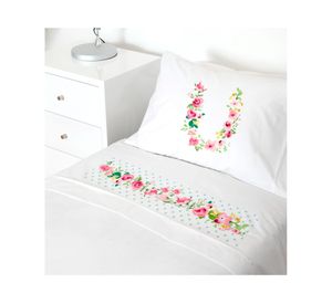 Juego de sábanas transición 200H Letra vintage U blanco