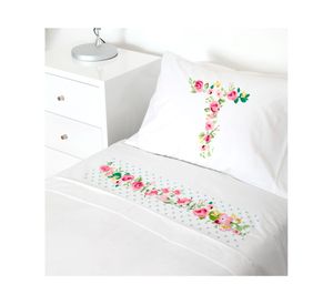 Juego de sábanas transición 200H Letra vintage T blanco