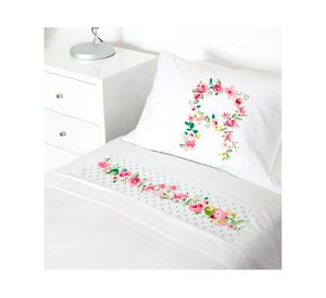 Juego de sábanas transición 200H Letra vintage R blanco