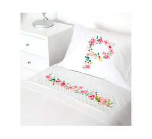 Juego de sábanas transición 200H Letra vintage P blanco