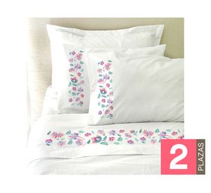 Juego de sábanas 2 plazas 200 hilos Maria blanco