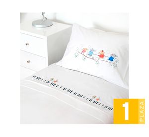 Juego de sábanas 1 plaza 200H Músicos blanco