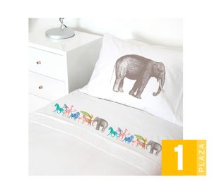 Juego de sábanas 1 plaza 200H Safari blanco