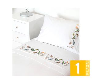 Juego de sábanas 1 plaza 200H La Pajarera blanco