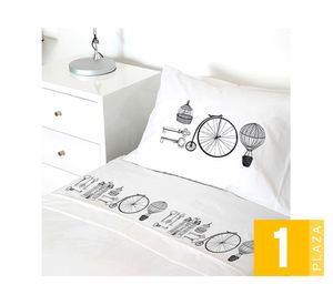 Juego de sábanas 1 plaza 200H Retro blanco