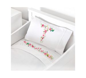 Juego de sábanas Pack & Play 200H Letra vintage T blanco