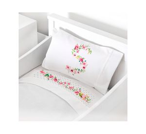 Juego de sábanas Pack & Play 200H Letra vintage S blanco