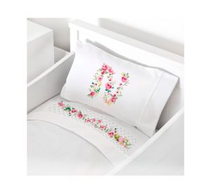 Juego de sábanas Pack & Play 200H Letra vintage N blanco