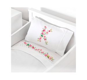 Juego sábanas cuna pack y play 200 hilos Letras vintage K blanco