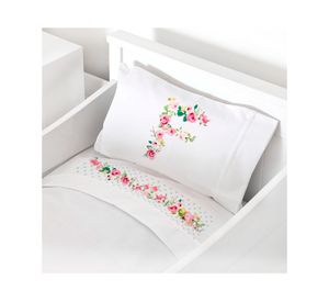 Juego de sábanas Pack & Play 200H Letra vintage F blanco