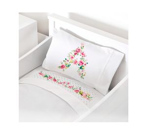 Juego de sábanas Pack & Play 200H Letra vintage A blanco