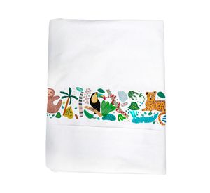 Juego de sábanas cuna 200 hilos Jungla blanco