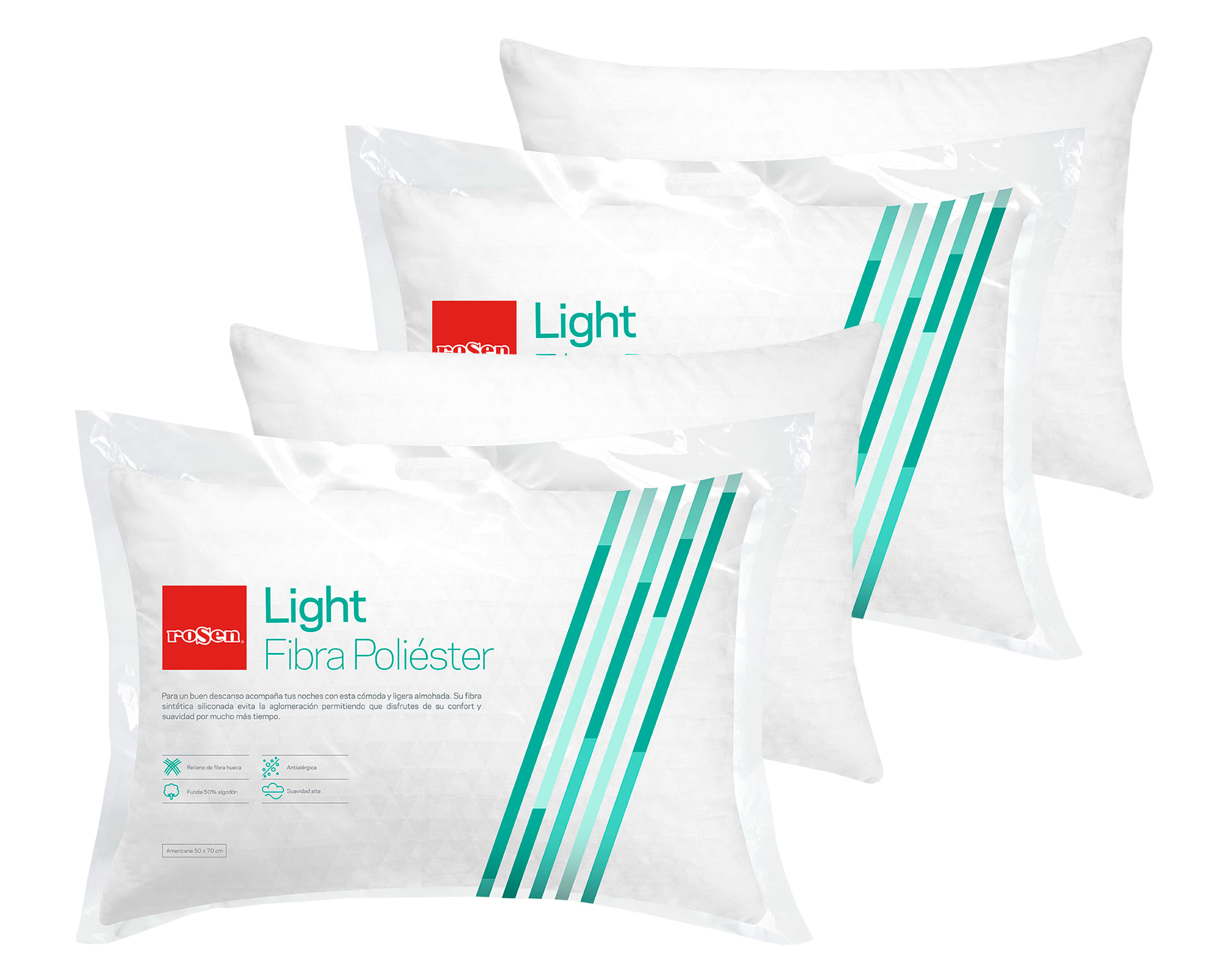 Rosen Set 4 almohadas 50x70 cm Light blanco